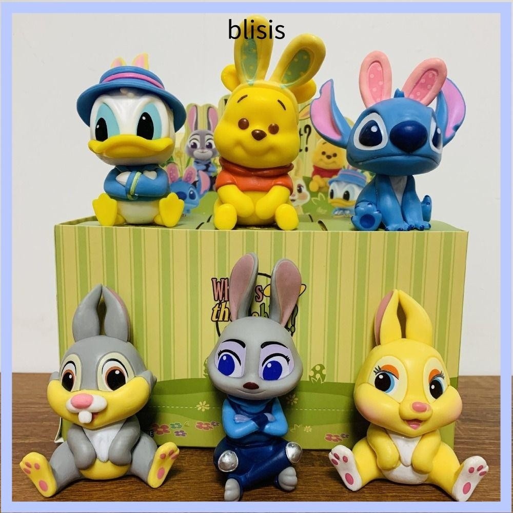 INNEED 6 Pcs Disney Box Where Rabbit Stitch Donald Duck Anime Figure PVC Disney Garage Kit Desktop D