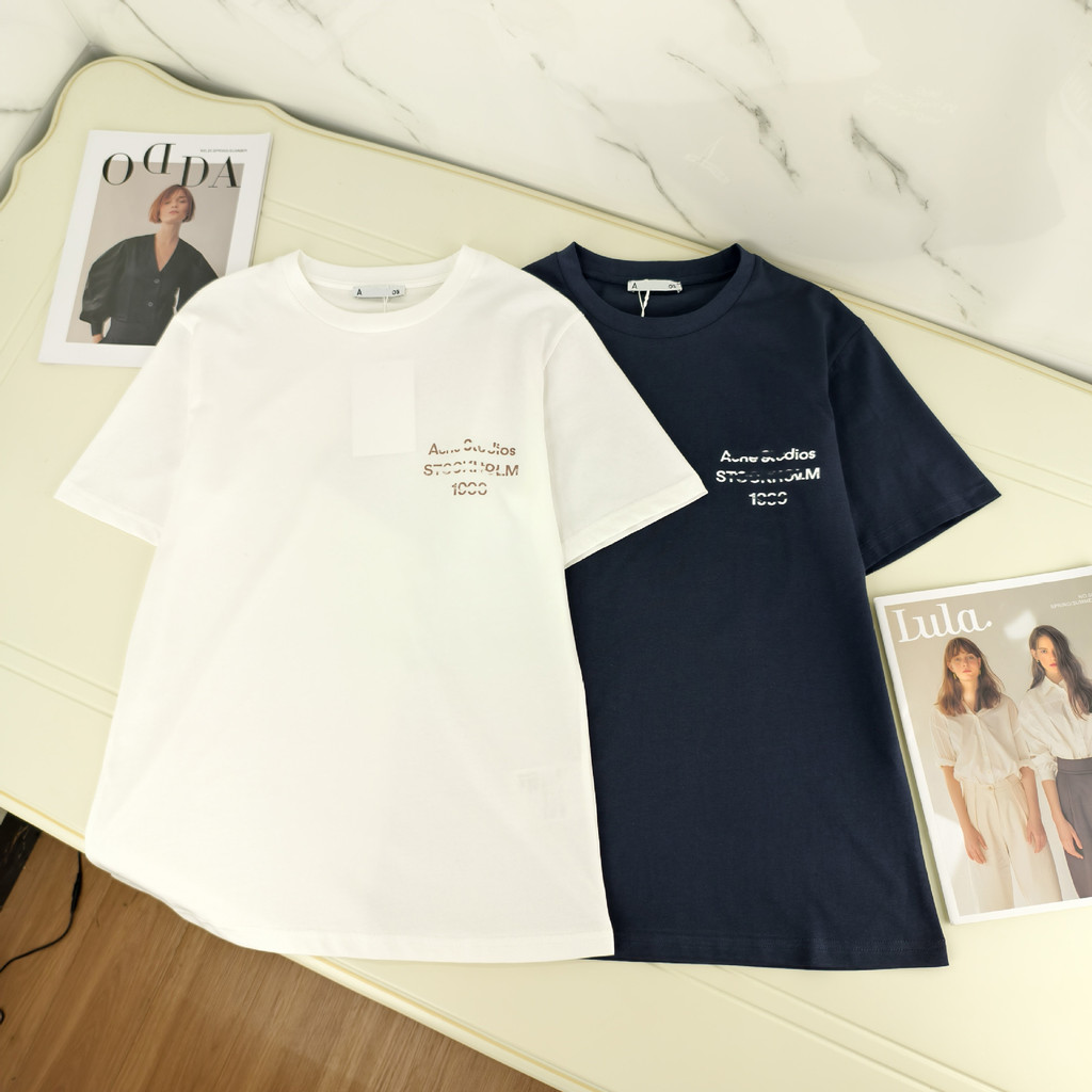 1: 1 Original Label 2025 ฤดูร้อนสไตล์ใหม่รอบคอ Simple Letter พิมพ์แฟชั่นสบายๆ All-Match เสื้อแขนสั้น