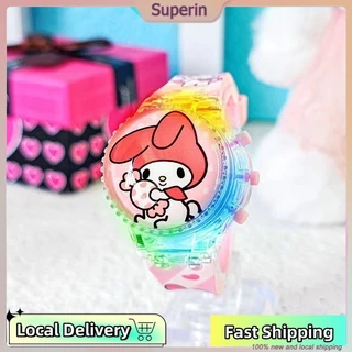 SuperIn นาฬิกาการ์ตูน Cinnamoroll มีเสียงเพลงและไฟสว่าง เหมาะสำหรับเด็กนักเรียน