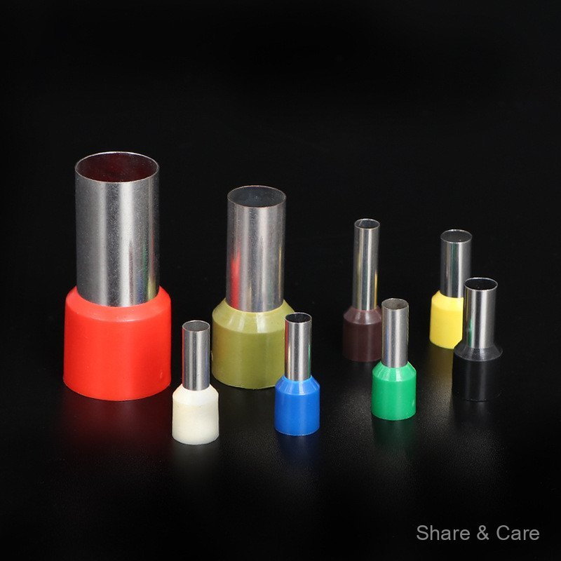 เทอร์มินัลฉนวนชนิดหลอด E0508/E1008/E1508/E2508 สไตล์ยุโรป Pin Type Cold Pressed Terminal Pin จมูกทอง