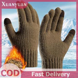 ถุงมืออุ่นสำหรับผู้ชาย แบบใหม่ปี 2025 มีขนแกะและวูล ใช้งานได…