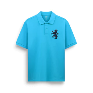AIIZ เสื้อโปโลผู้ชายผ้าปิเก้ ปักสิงห์ Men's Big Lion Pique Polo Shirt