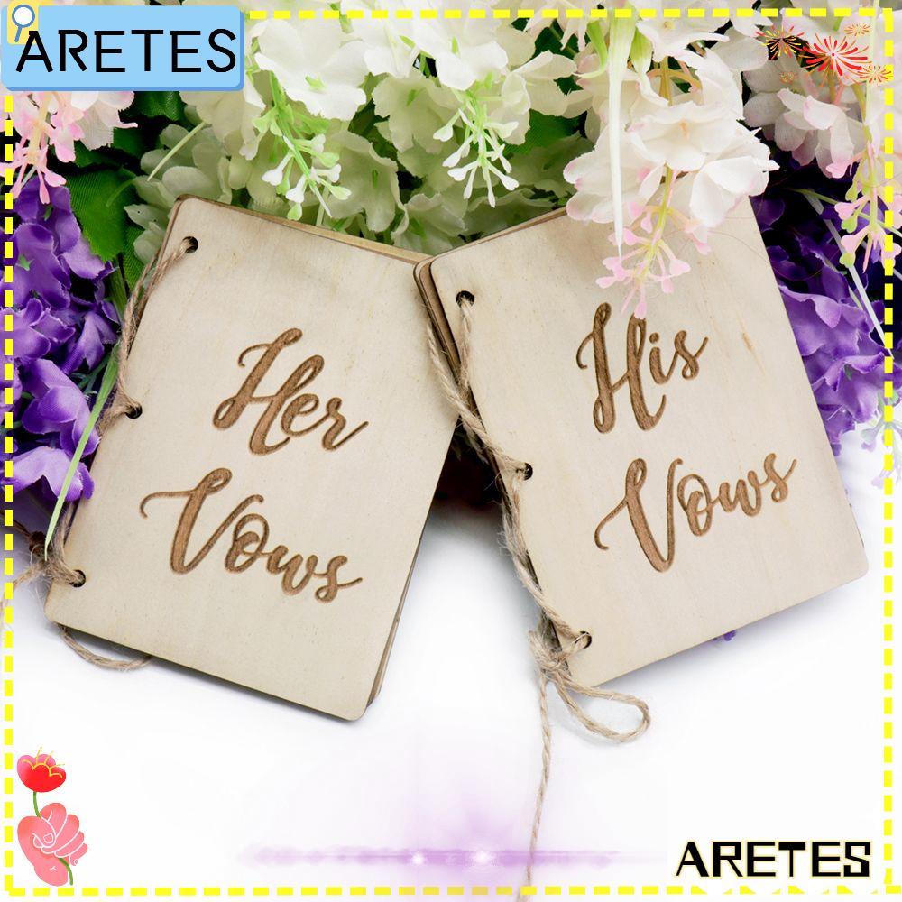 ARETS 2 ชิ้น/เซ็ตแต่งงาน Vows หนังสือเล่มเล็กกระดาษคราฟท์ Party Supply หมั้น Her & His Vows