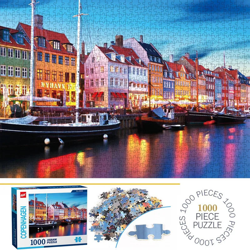 1000 Pieces Copenhagen Jigsaw Puzzles for Adults Home Decor Games Family Fun Floor Puzzles Education