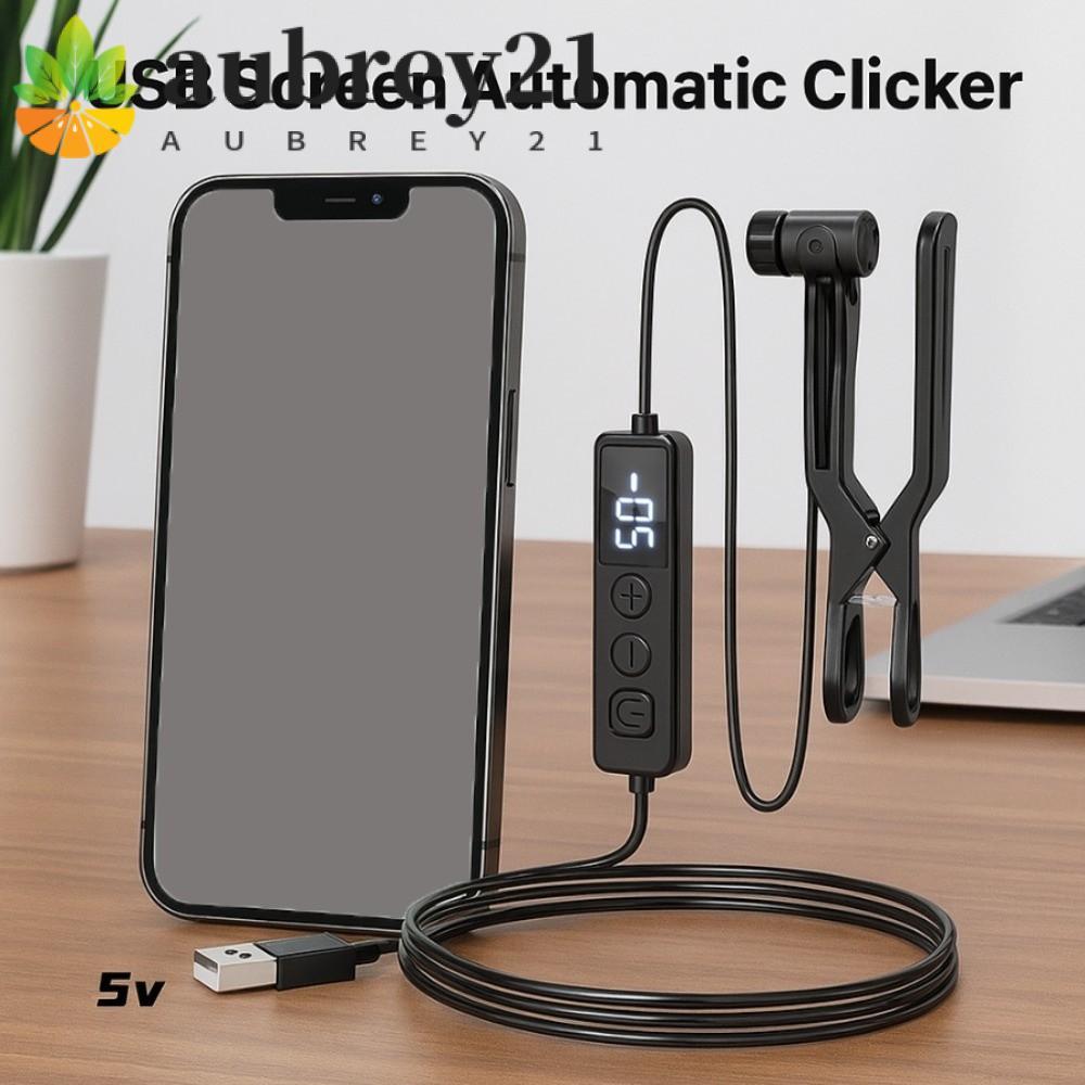 AUBREY1 หน้าจอ Auto Clicker,หลายเกียร์ USB Auto Clicker อุปกรณ์, สีดําต่อเนื่องปรับโทรศัพท์แตะอัตโนม