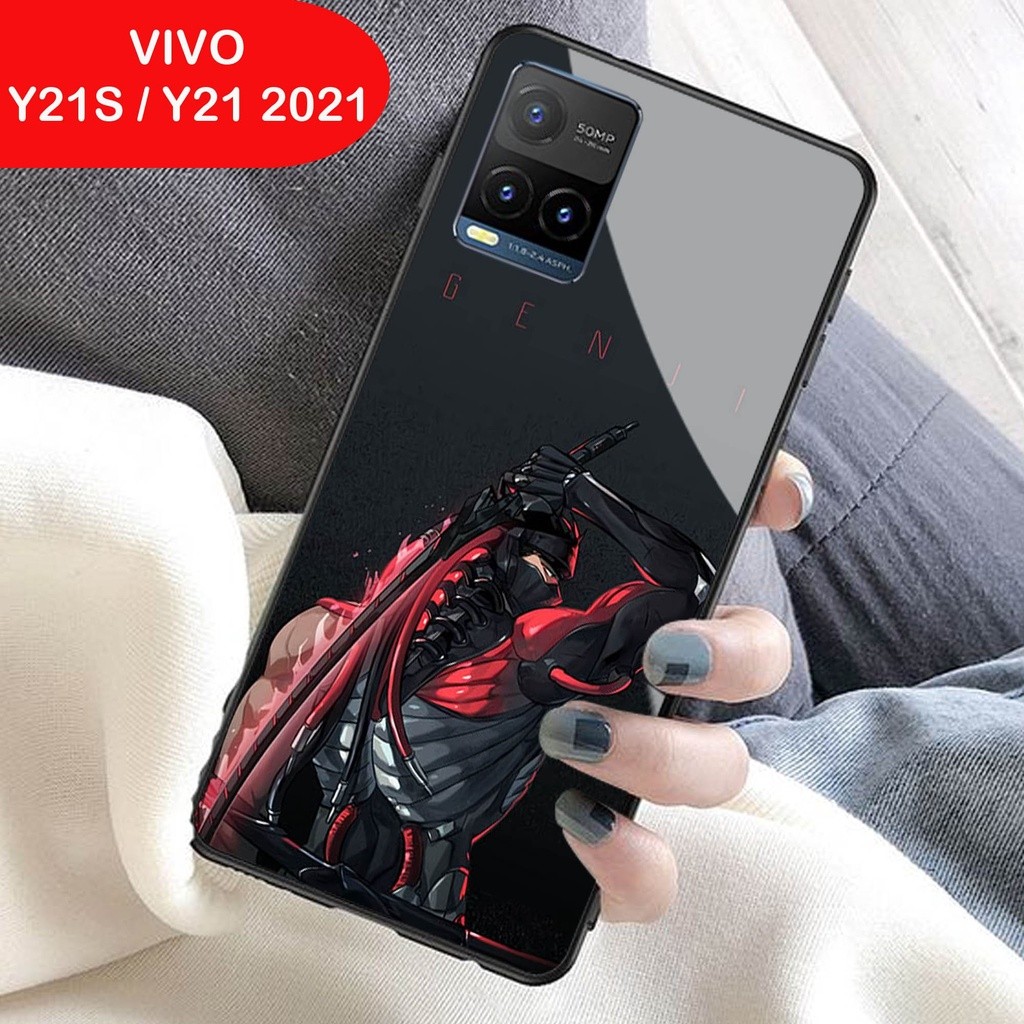 HP Softcase Glass Kaca VIVO Y21 Y21s 2021 Y33S - เคสโทรศัพท์ป้องกันสําหรับ VIVO Y21 Y21s 2021 [ A54]