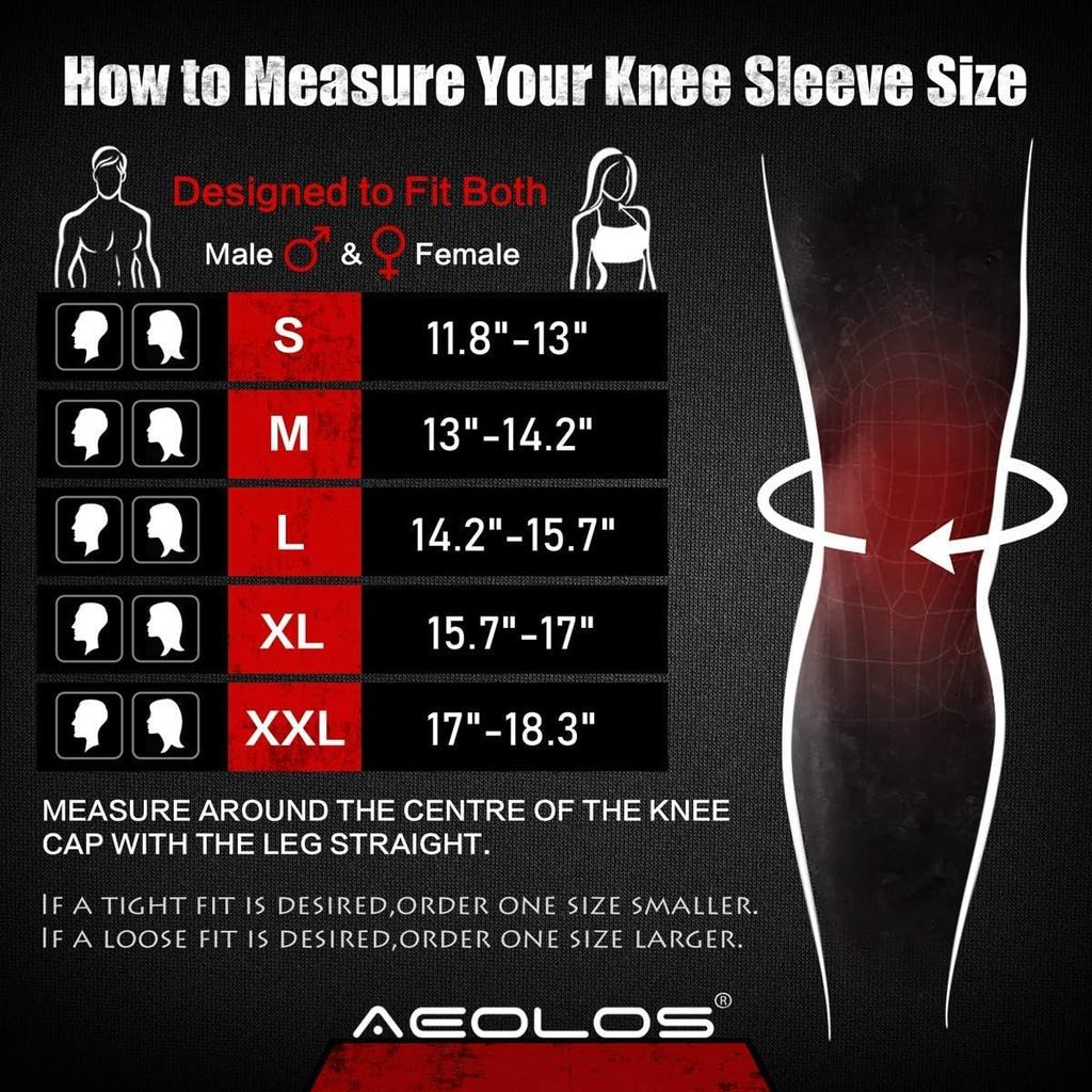 AEOLOS Knee Sleeves (1 Pair)，7mm Compression Knee Braces for Heavy-Lifting,Squats,Gym and Other Spor