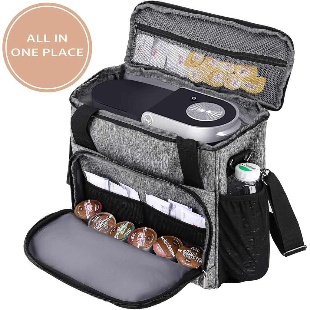 Coffee Maker Carring Bag for Keurig K-Mini/K-Mini Plus, Storage Tote Case for Travel, Grey
