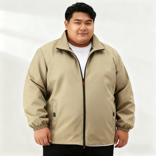 ขนาดใหญ่เกินไป 180กิโลกรัม ผู้ชายสีดํายืนปกซิปเสื้อกลางแจ้งคาร์ดิแกนขนาดบวกแจ็คเก็ต กันลม