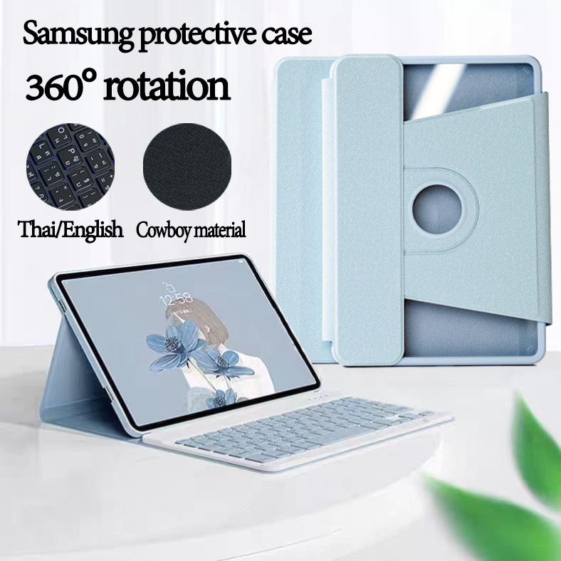 【หมุน 360 องศา】แสดงโลโก้ กรณีป้องกันคริลิค for Samsung Galaxy Tab S6 Lite S10FE+ A8 A9 A11 S11 S789 S10+ S7FE