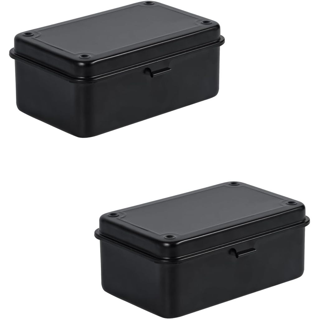 Black Metal Box with Lid, Metal Storage Box for Valuables Cash Jewelry, Multi-Functional Storage Con