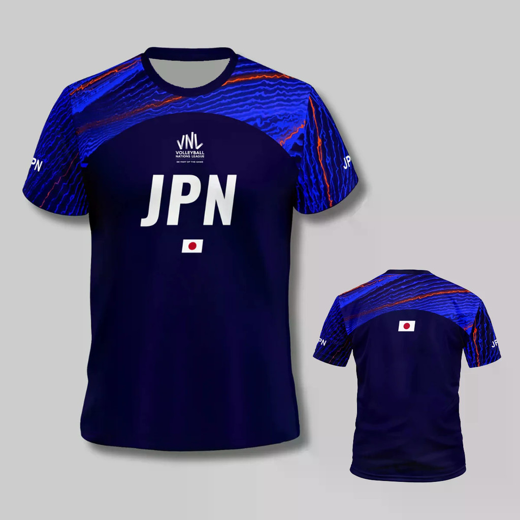 2025 ใหม่มาถึงสไตล์ญี่ปุ่น VNL Blue Volleyball Jersey Man ผู้หญิงกีฬาเสื้อยืด Comfort Breathable Tee