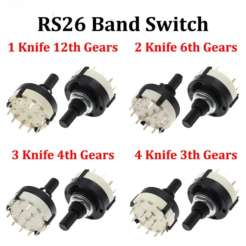 1pcs RS26 Band Gear สวิตช์โรตารี 1 2 3 4 ตําแหน่งเสา 12/6/4/3 เลือก PCB Plug-in Board สวิตช์ปรับได้