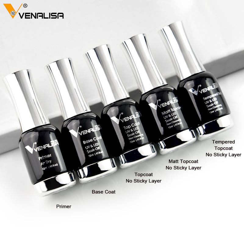 Venalisa เบสเจล ท็อปโค้ท เบสรองพื้นเจล ท็อปเจล เคลือบเล็บเจล เบสโค้ท ท็อปโคทเล็บ  base coat top coat สีเล็บเจล 12 ml