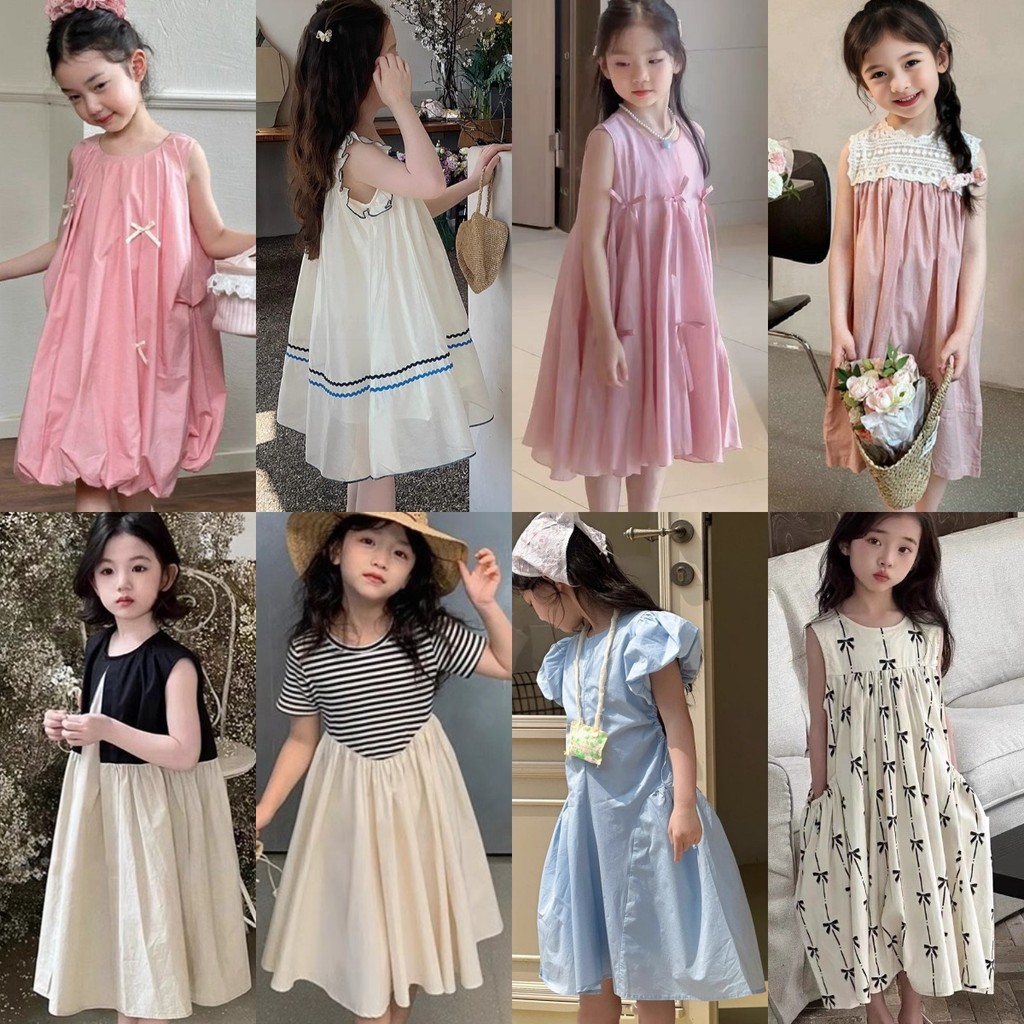 ชุดเด็กหญิงสไตล์เจ้าหญิง กระโปรงและเสื้อแขนกุดลายลูกไม้ สำหรับฤดูร้อน