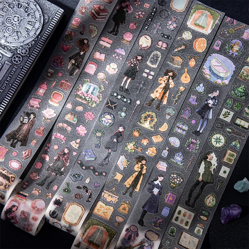 Journal GO 5x200 ซม.Magic Promise Vintage ตัวอักษร Collage PET เทปสติกเกอร์ Creative Journal Scrapbooking Mobile Decor สติกเกอร์