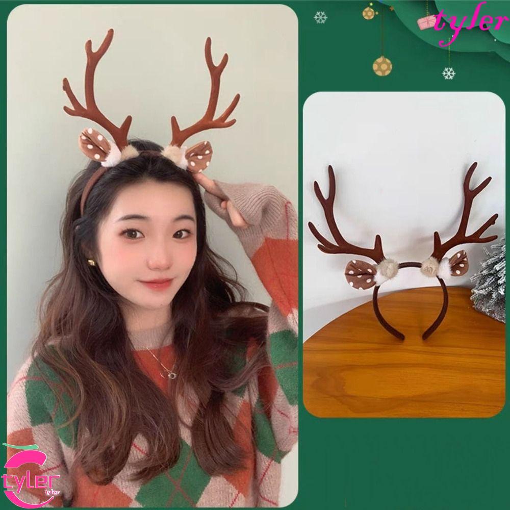 TYLER ที่คาดผมคริสต์มาสน่ารักElf Elk Hair Hoop Antlers, สำหรับผู้ชาย ออกแบบเป็นแองเคิลด้วยเขาราบเรนเดียร์