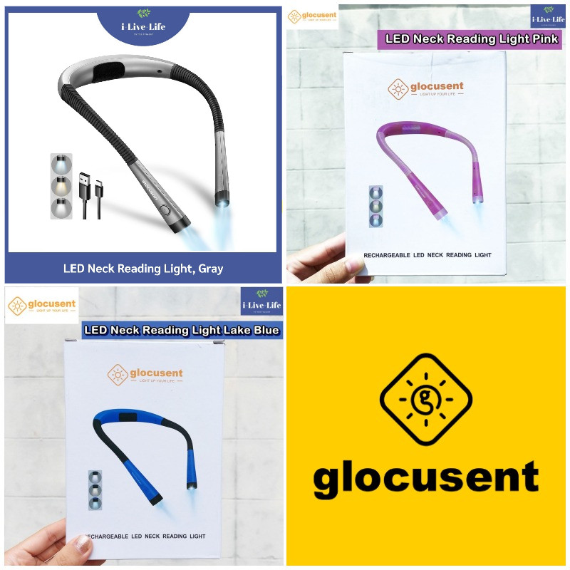 ไฟ LED แบบคล้องคอ แบบชาร์จได้ LED Neck Reading Light - Glocusent ไฟฉาย ไฟอ่านหนังสือ