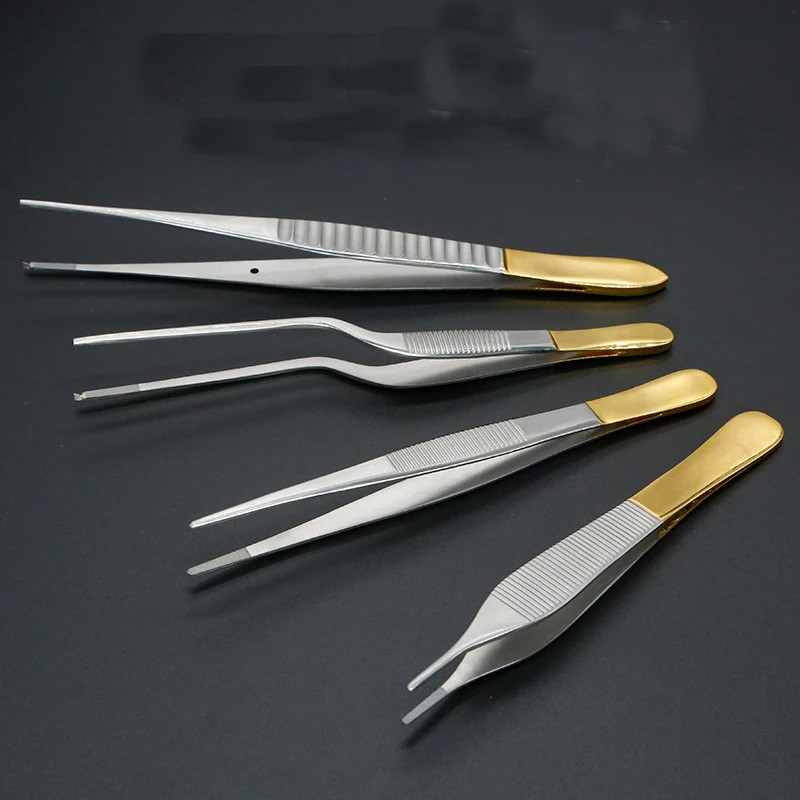 nsert toothless tweezers with gold handle platform toothed tweezers