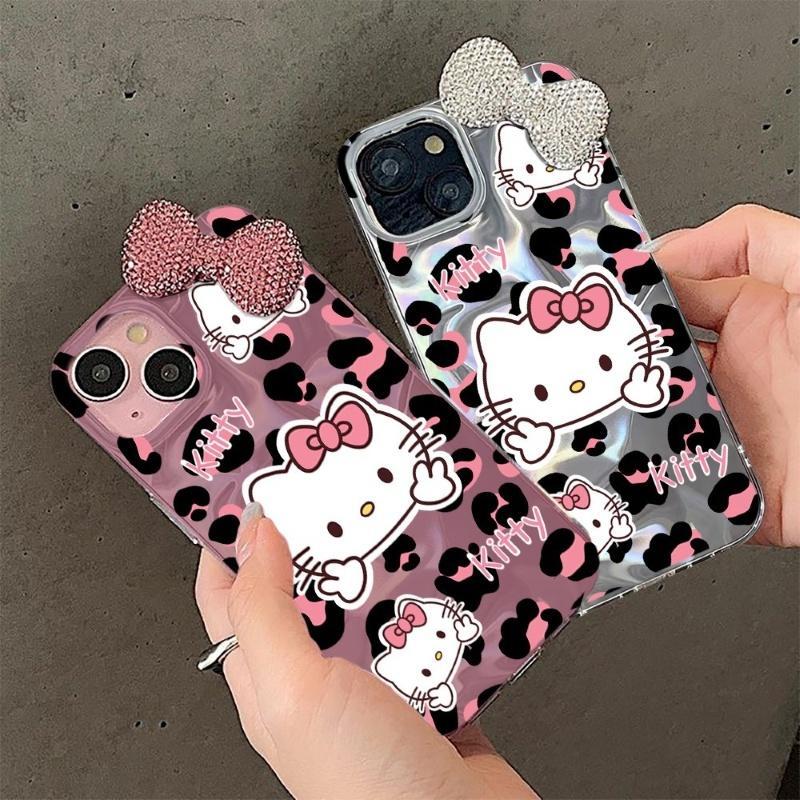 3D Hello Kitty Jewelled เสือดาวพิมพ์สําหรับ Honor 400 สมาร์ท 400 Lite X6C X8C X9C 200 สมาร์ท X9D X7D X7C X8B X7B X8B X9B X9B X9B X9B X9B X9A 5G สาวที่มีสีสันแฟลชเคสโทรศัพท์
