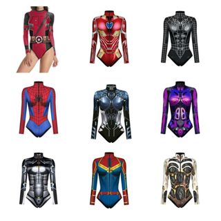 บอดี้สูทผู้ชายผู้หญิง สไตล์ซูเปอร์ฮีโร่ พร้อมลายตัวอักษร 3D …