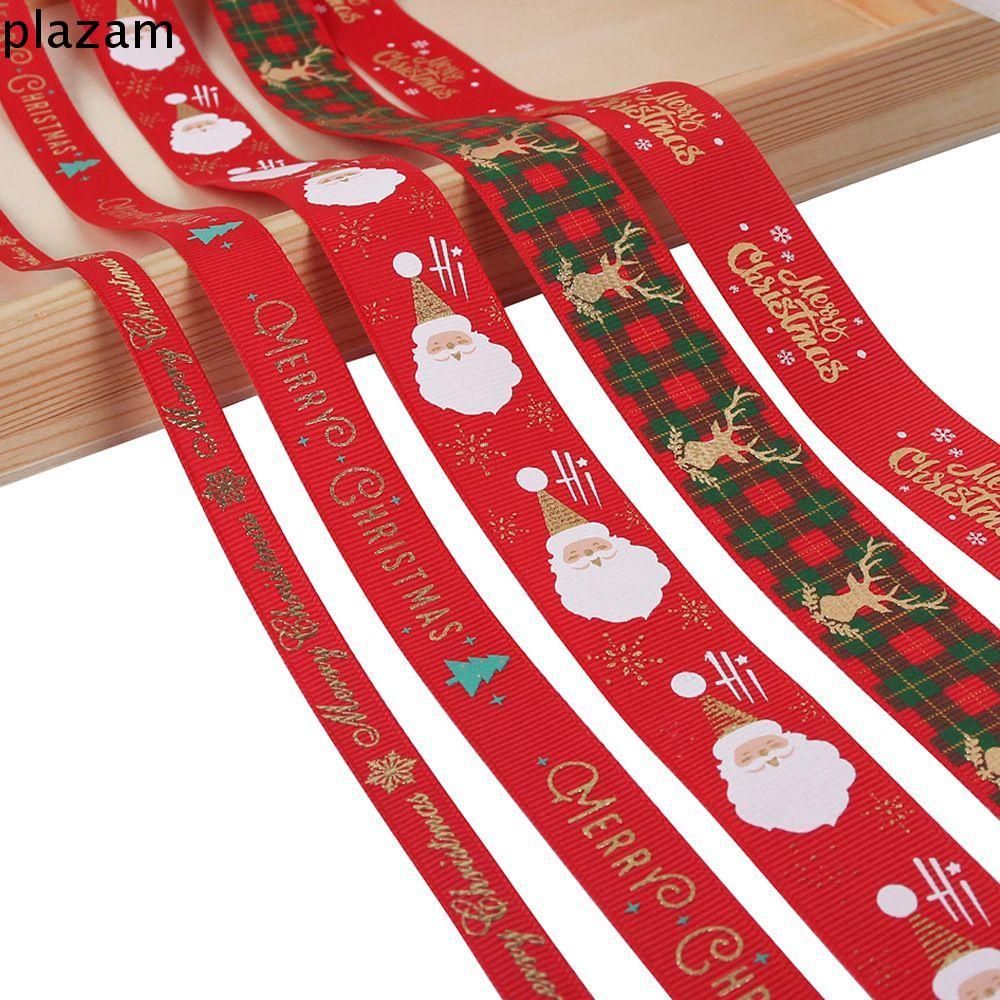 PLAZAM 5Yards/ม้วนคริสต์มาส Grosgrain Party พิมพ์ DIY Merry Christmas ห่ออุปกรณ์