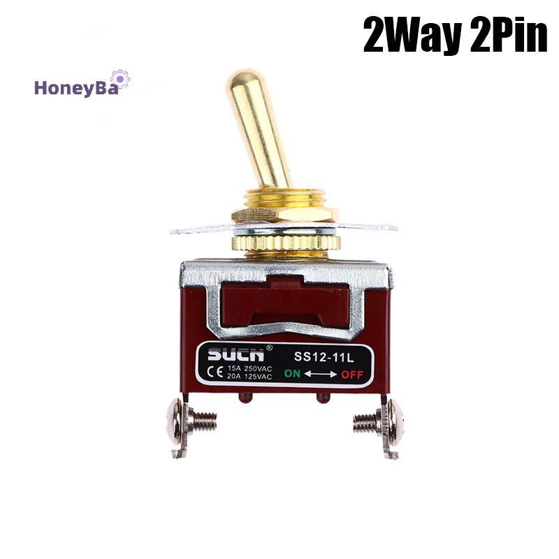 Honeybee1 ทองเหลืองสีทอง Knurl Toggle 12 ~ 250V 1GANG 2Way 2-Pin DIY Home Bar โรงแรมรถเครื่องไฟฟ้า W