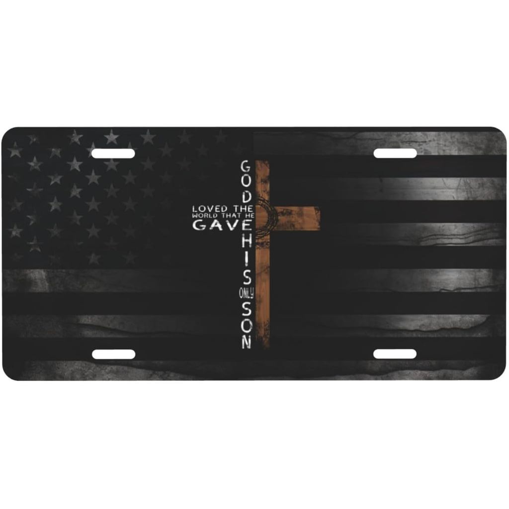 John 3-16 Christian Cross ศาสนาส่วนบุคคลป้ายทะเบียนอลูมิเนียมด้านหน้าเหมาะสําหรับเล่นกลางแจ้ง 6 X 12