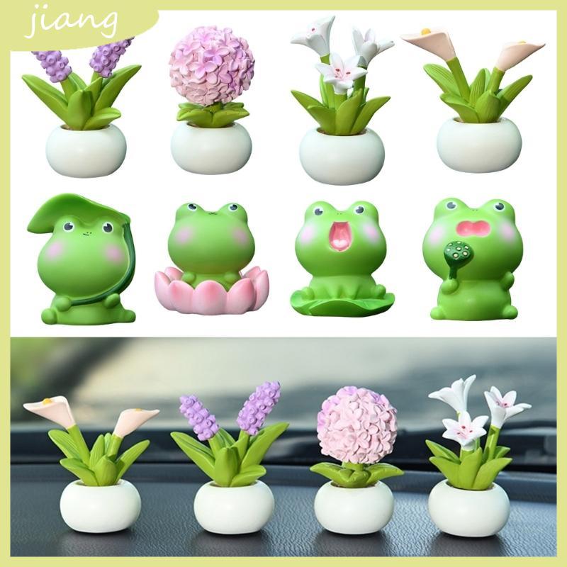 JN ดอกไม้เรซิ่นหม้อตกแต่งเครื่องประดับ Figurines เหมาะสําหรับรถ Dashboard Home Office Miniature ผู้ถ