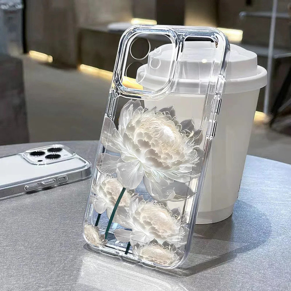 Case Samsung Galaxy S24 Fe 5 g Case White Lotus Floral Clear Phone Case S25 S23 S22 Ultra S21 A55 Sa