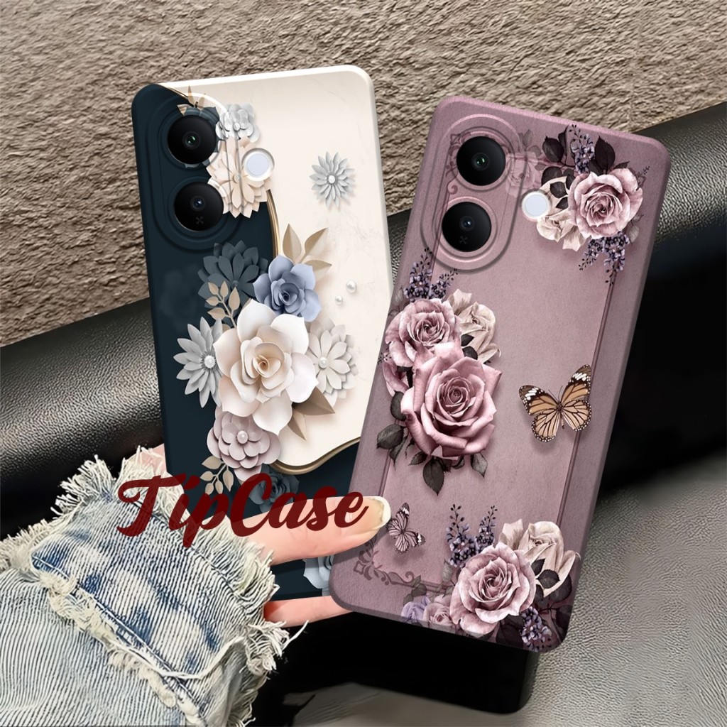 เคส HP Vivo V60 Lite / V40 Lite / V50 Lite เคส Procamera แบบยืดหยุ่นพร้อมลายดอกไม้สมัยใหม่