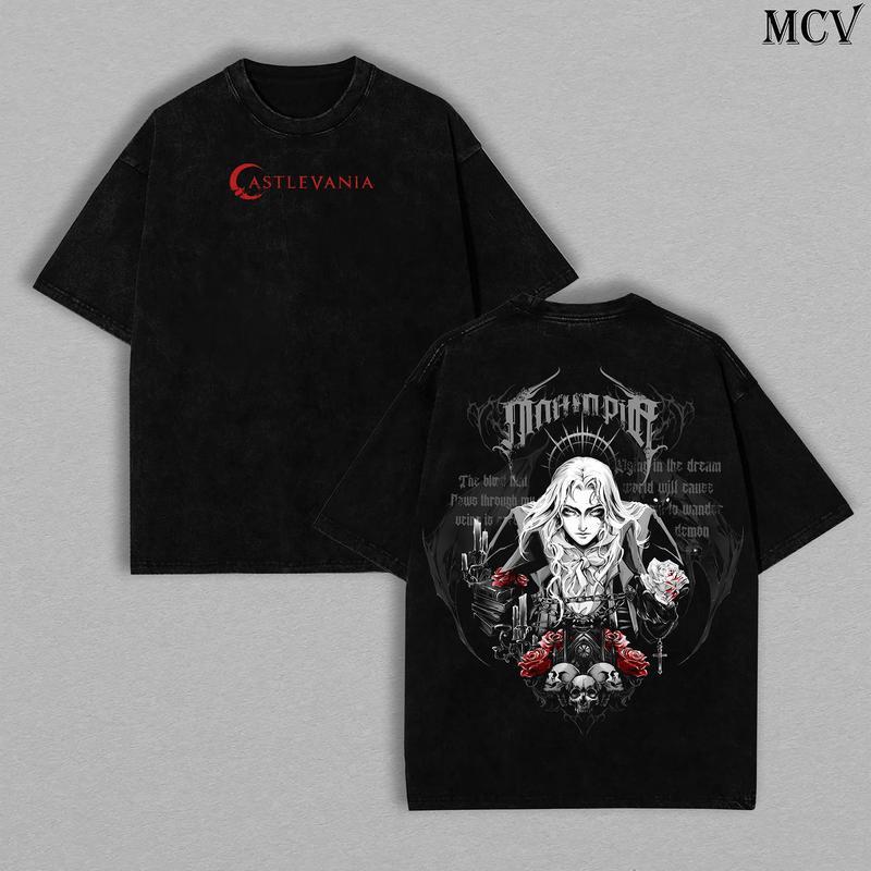 เสื้อ Alucard จาก Castlevania – Adrian Fahrenheit Tepes |   สไตล์เกมย้อนยุคยุค 90 |   ทีเชิ้ตผ้าฝ้าย