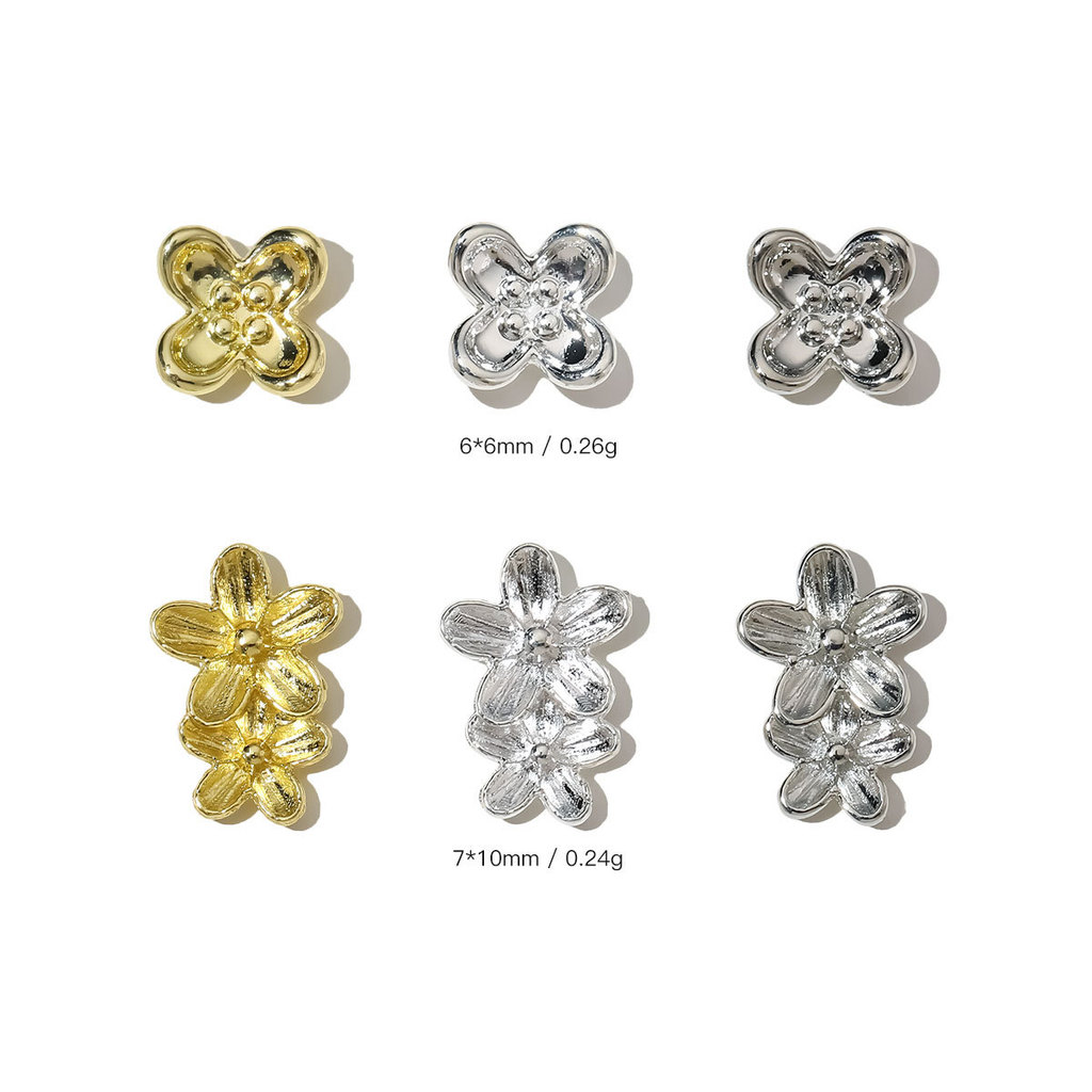 10ชิ้นชุดดอกไม้ที่อุดมไปด้วยอุปกรณ์แต่งเล็บที่สวยหรูแสงหรูหราสามมิติดอกไม้คู่โลหะผสมเล็บเพชรสวมใส่อุปกรณ์เล็ - รูปที่ 3