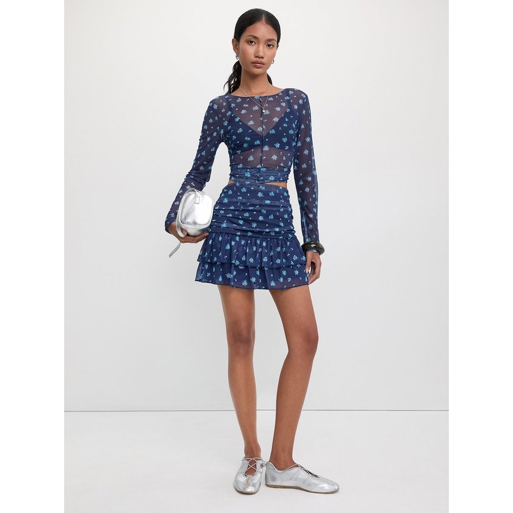 [Pomelo] เสื้อซีทรูลายดอกไม้ / Floral Sheer Mesh Blouse — صورة 2