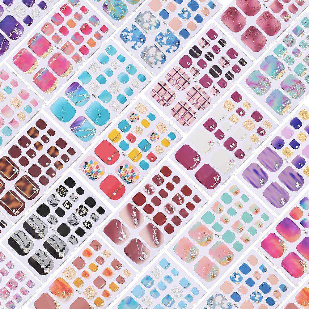 3d Shiny Dopamine Color Toe Nail Stickers Cute Stamping Gold Toenail Art สติ๊กเกอร์ติดเล็บ J9m1