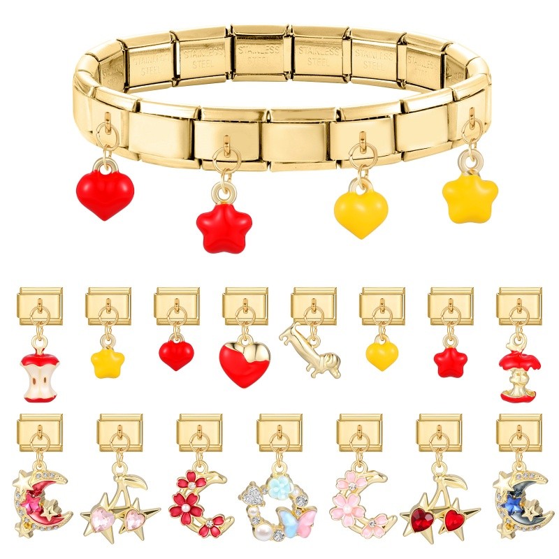 จี้สีทองหัวใจดวงจันทร์อิตาลี สเตนเลส ขนาดพอดี 9 มิลลิเมตร สำหรับสร้อยข้อมือ - รูปที่ 3