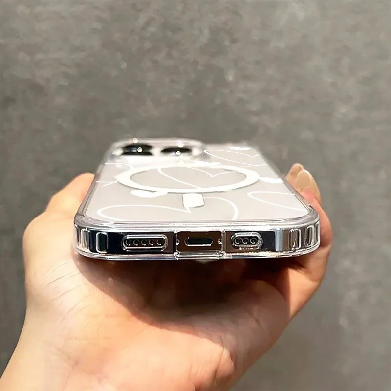 สีขาว Love Heart รูปแบบไร้สายชาร์จสําหรับ Samsung Galaxy S25 S24 S23 S22 Ultra Plus S23 S21 S25 FE ฝาครอบ - รูปที่ 3