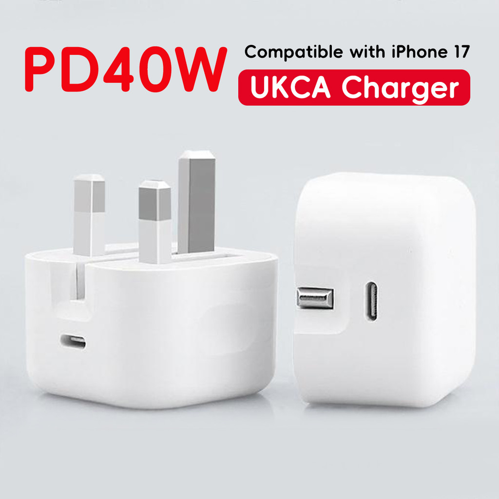 Ankndo PD40W Fast Charger UK Plug โทรศัพท์มือถืออะแดปเตอร์ USB C Wall Charger สําหรับ iOS 17