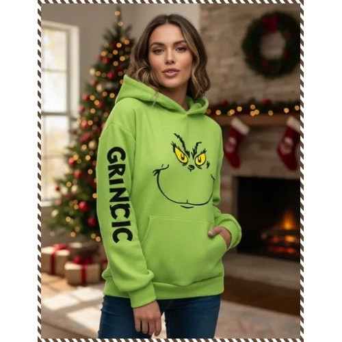 เสื้อกันหนาวมีฮู้ด Christmas Grinch เสื้อสเวตเตอร์สีเขียว Grinch อบอุ่นและหนา
