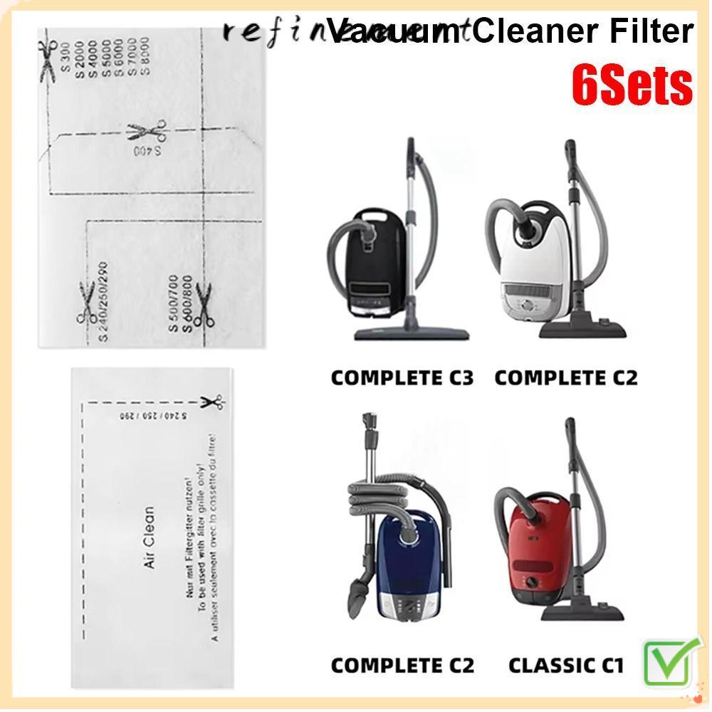 REFINEMENT 6 ชุดผ้าฝ้ายกรอง, Air Clean ไอเสียกรองเครื่องดูดฝุ่น,ทนทาน Pack อะไหล่สําหรับ Miele Compl