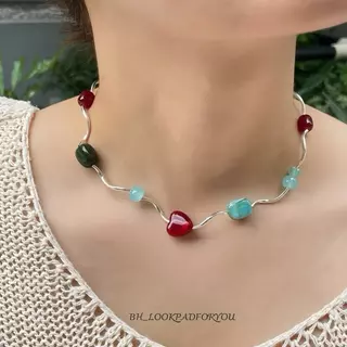สร้อยคอลูกปัด หิน สร้อยคอวินเทจ ใส่เที่ยว ทะเล คาเฟ่ น่ารักๆ (พร้อมส่ง)