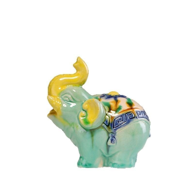 เซรามิคช้างมงคล Luyang Tang Sancai ของขวัญตกแต่งบ้านการสร้างวัฒนธรรมช้างมงคล