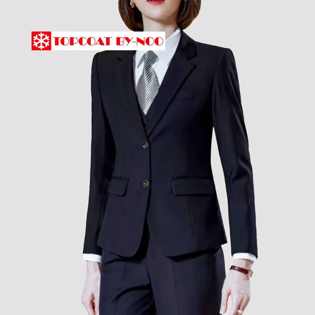 TOPCOAT สูททำงานผู้หญิงทรงเข้ารูปสีกรม ผ้าอยู่ทรง เนี้ยบ ใส่สบาย ซับในทั้งตัว (1 ตัว) Size : L 3XL 4XL 5XL