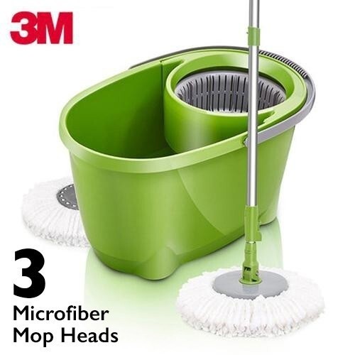 [SG Ready Stock] [SG Ready Stock] 3M ScotchBrite 360° Spin Mop Bucket Set with 3 Microfiber Mop Head