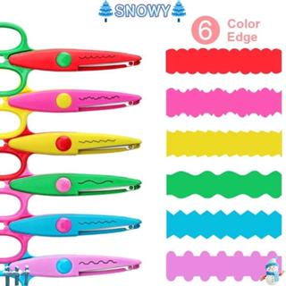 SNOWY 1/6PCS Art Safety กรรไกร,หยักรูปแบบรอบหัวขนาดเล็กลูกไม…