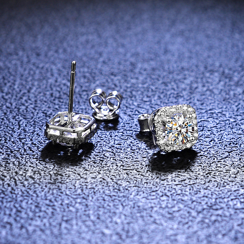 1CT 2CT Moissanite Diamond Ear Studs ต่างหู Pass Diamond Te