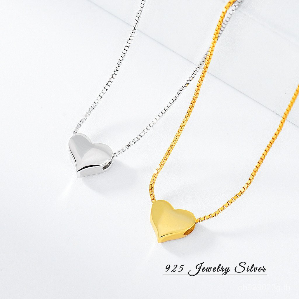 สร้อยคอมีจี้หัวใจ s925 สเตอร์ลิงซิลเวอร์ คล้องคางสไตล์เกาหลี พร้อมกล่อง RG6Z