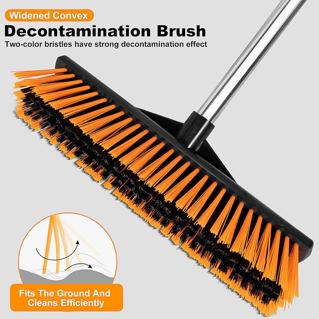 18" Heavy Push Broom for Outdoor Floor Cleaning Heavy Duty Outdoor Broom with 54" Long Handle,Outdoo