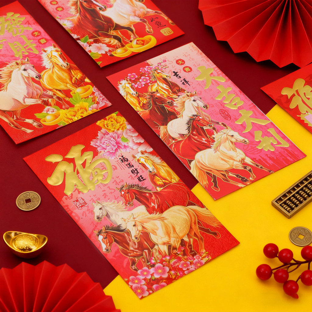 2026 Equine Year ซองแดง | กระดาษพรีเมี่ยม โมเนต์ ของขวัญสําหรับปีใหม่จันทรคติ การออกแบบที่หรูหราสําหรับครอบครัว/เหตุการณ์องค์กร - รูปที่ 6