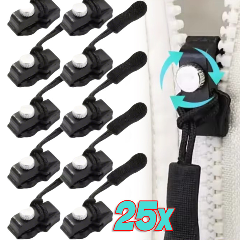 ชุดซ่อมซิปเปลี่ยนสากล 5/15/25 ชิ้น - แถบเลื่อนซิปแบบถอดได้ S/M/L